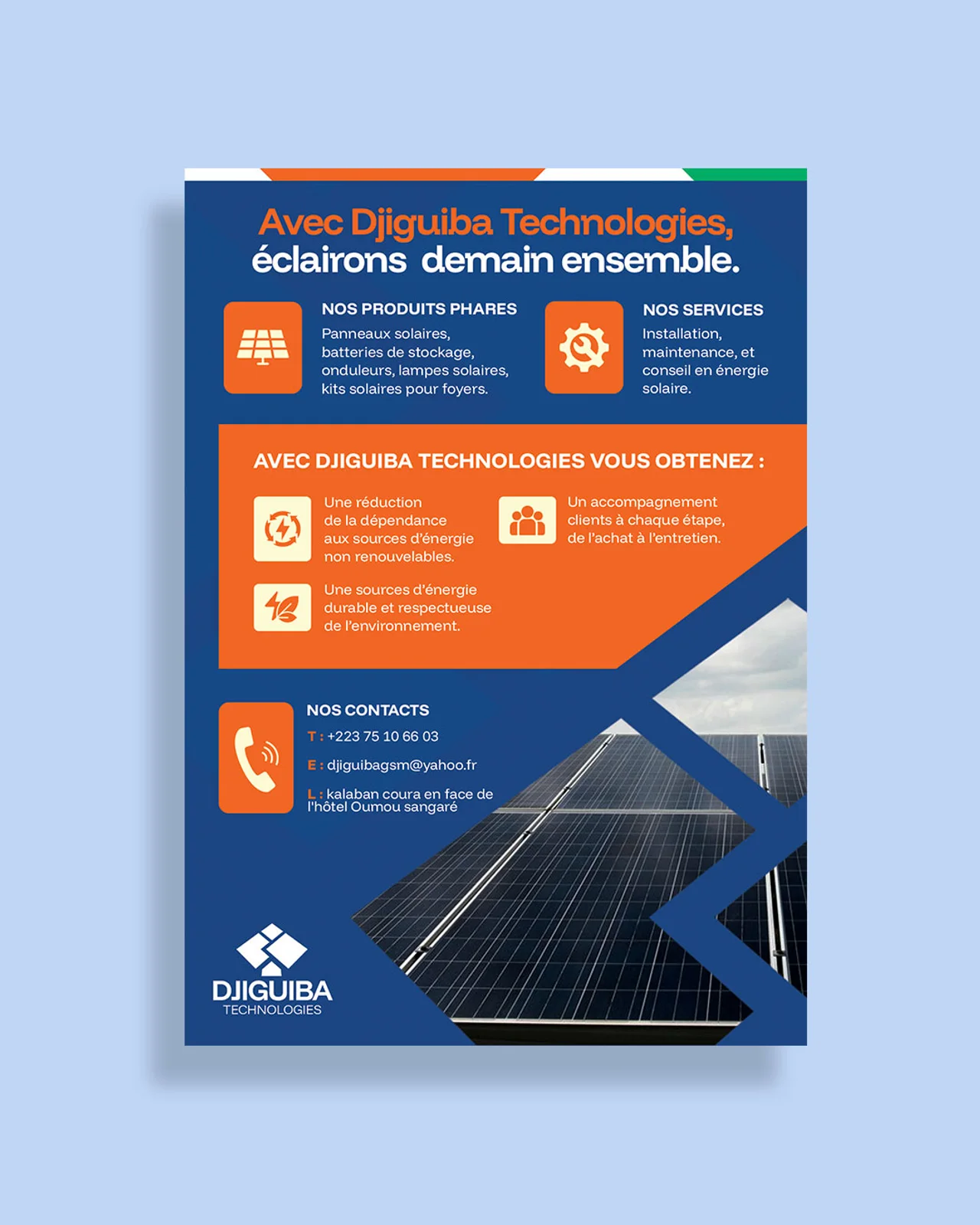 Djiguiba Technologies - Territoire graphique appliqué au flyer solaire