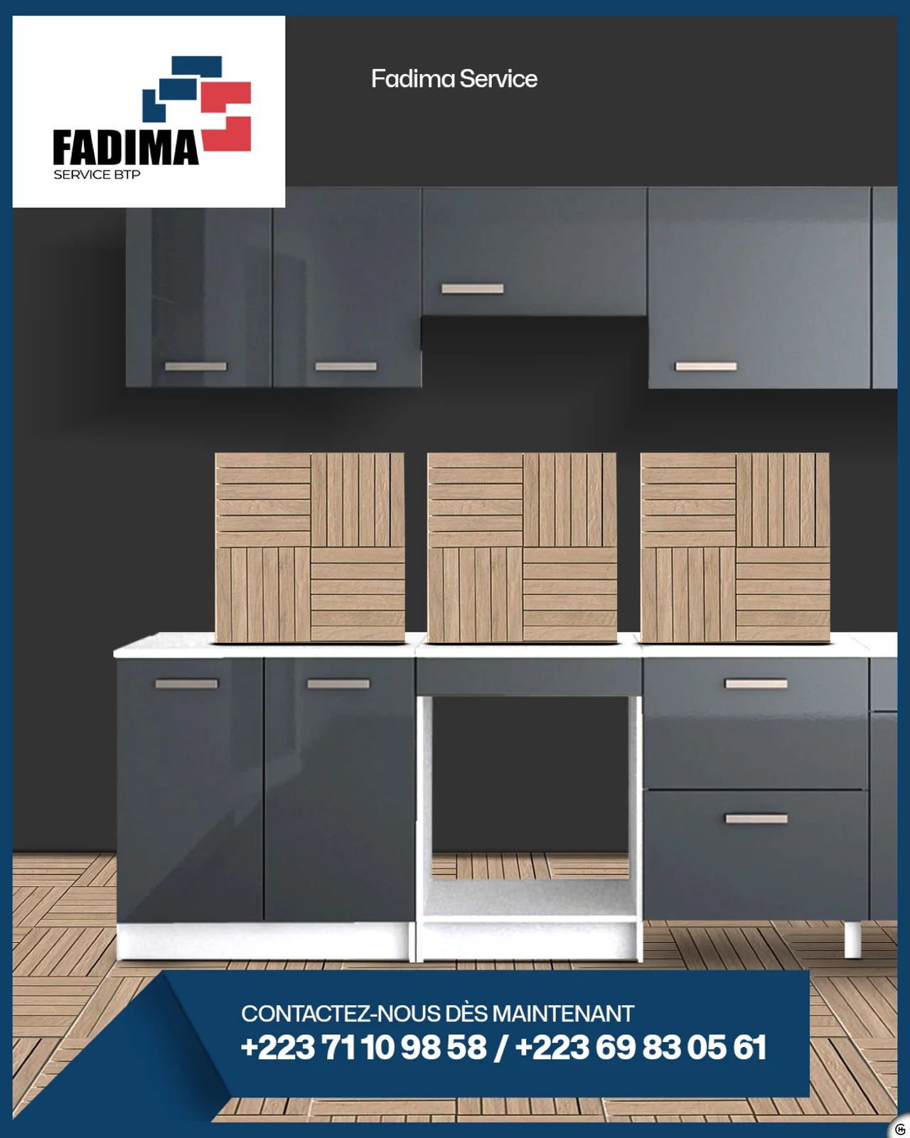 Fadima Service BTP - Visuel réseaux sociaux pour meubles de cuisine et finitions