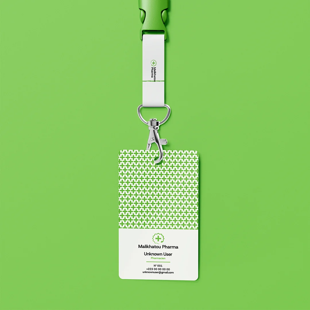 Malikhatou Pharma - Mockup de badge professionnel