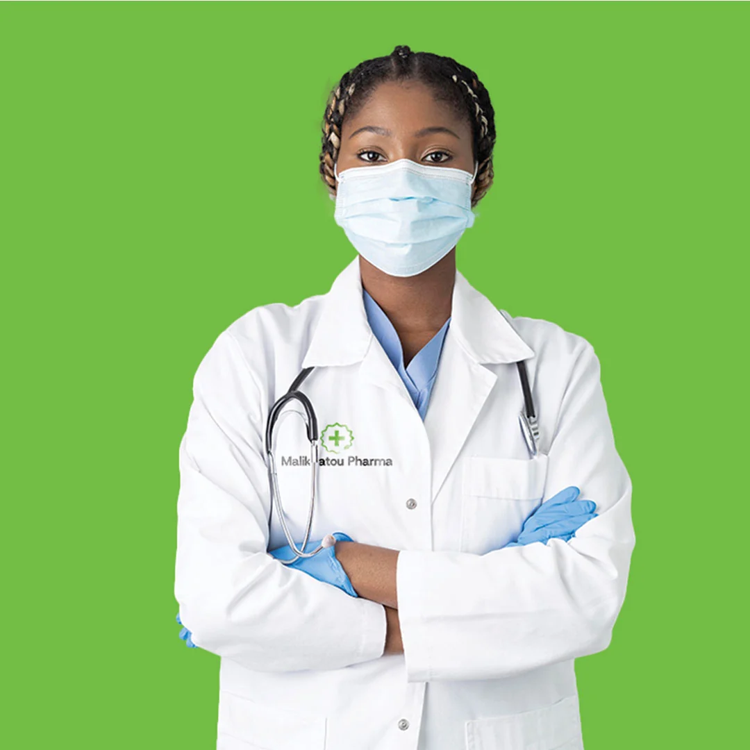 Malikhatou Pharma - Mockup de blouse professionnelle