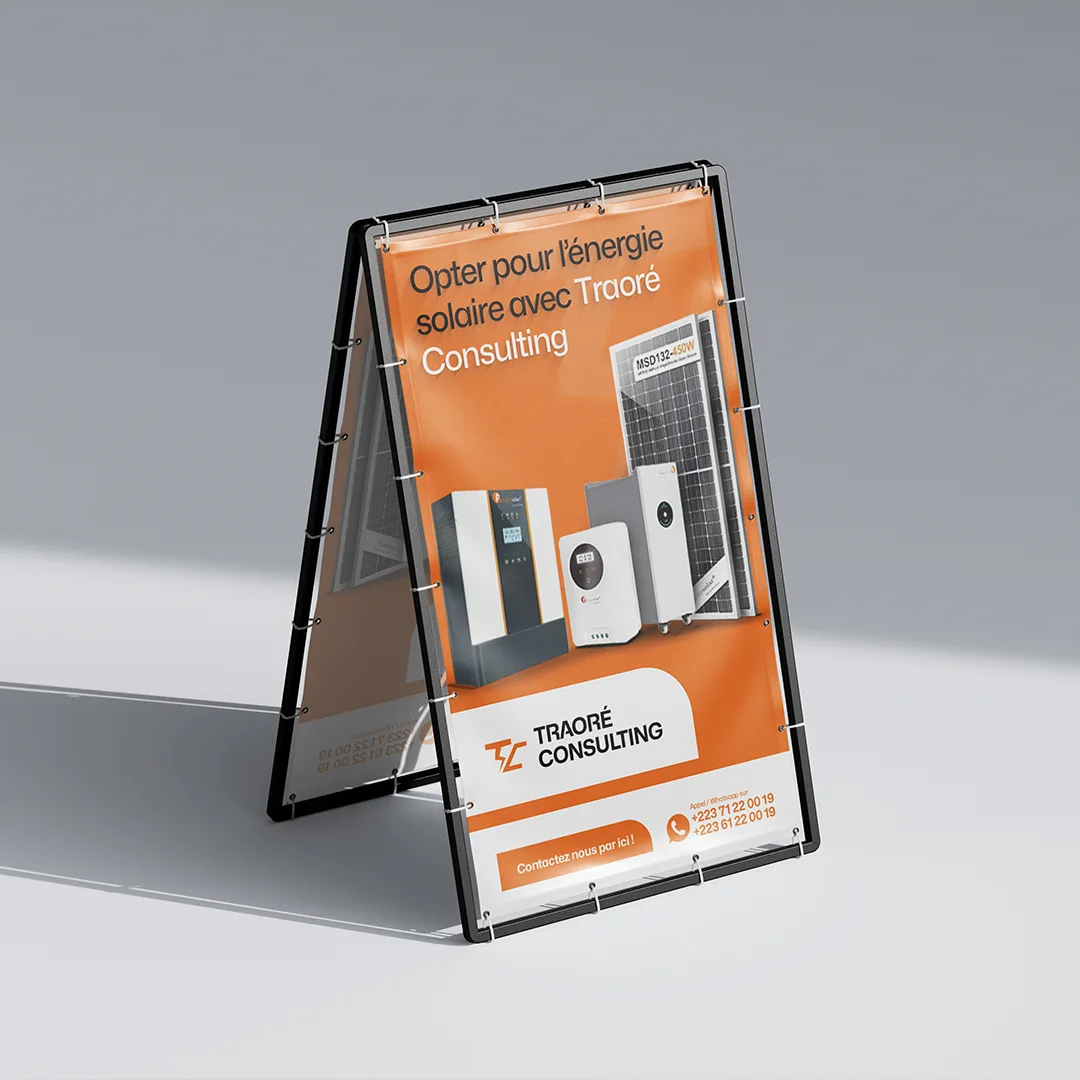 Traoré Consulting - Mockup panneau mobile orange