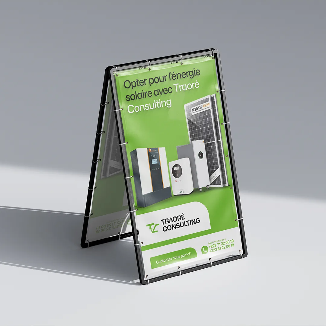 Traoré Consulting - Mockup panneau mobile vert